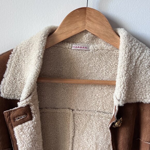 Sherpa Brown and Tan Authentic Leather Jacket - Picture 4 of 7